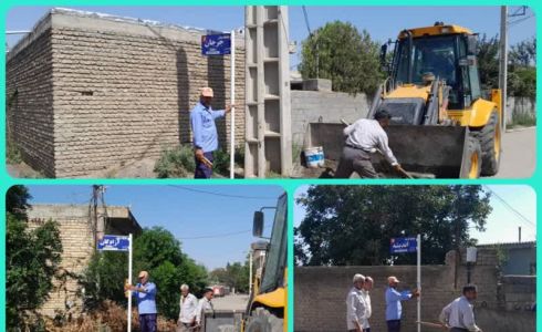 عملیات نصب تابلوی اسامی معابر در برخی ازخیابانهای سطح شهر تاتارعلیا 